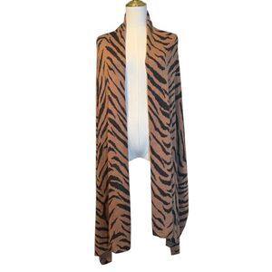 Animal Print Knit Wrap Scarf Brown Black OS